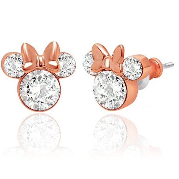 Minnie Mouse Crystal Birthstone Stud Earrings